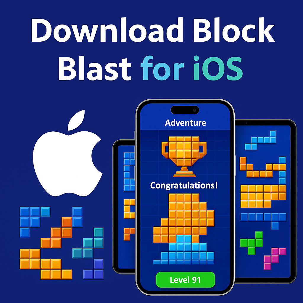 Download Block Blast for iOS – colorful puzzle game illustration on iPhone